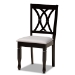 Baxton Studio Millie Modern and Contemporary Grey Fabric Upholstered and Dark Brown Finished Wood 5-Piece Dining Set - BSOMillie-Grey/Dark Brown-5PC Dining Set