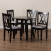 Baxton Studio Millie Modern and Contemporary Grey Fabric Upholstered and Dark Brown Finished Wood 5-Piece Dining Set - BSOMillie-Grey/Dark Brown-5PC Dining Set