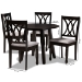 Baxton Studio Millie Modern and Contemporary Grey Fabric Upholstered and Dark Brown Finished Wood 5-Piece Dining Set - BSOMillie-Grey/Dark Brown-5PC Dining Set