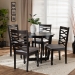 Baxton Studio Leda Modern and Contemporary Grey Fabric Upholstered and Dark Brown Finished Wood 5-Piece Dining Set - BSOLeda-Grey/Dark Brown-5PC Dining Set