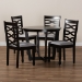 Baxton Studio Leda Modern and Contemporary Grey Fabric Upholstered and Dark Brown Finished Wood 5-Piece Dining Set - BSOLeda-Grey/Dark Brown-5PC Dining Set