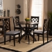 Baxton Studio Savina Modern and Contemporary Grey Fabric Upholstered and Dark Brown Finished Wood 5-Piece Dining Set - BSOSavina-Grey/Dark Brown-5PC Dining Set