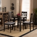 Baxton Studio Eliza Modern and Contemporary Grey Fabric Upholstered and Walnut Brown Finished Wood 5-Piece Dining Set - BSOEliza-Grey/Dark Brown-5PC Dining Set