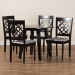 Baxton Studio Eliza Modern and Contemporary Grey Fabric Upholstered and Walnut Brown Finished Wood 5-Piece Dining Set - BSOEliza-Grey/Dark Brown-5PC Dining Set
