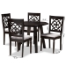 Baxton Studio Eliza Modern and Contemporary Grey Fabric Upholstered and Walnut Brown Finished Wood 5-Piece Dining Set - BSOEliza-Grey/Dark Brown-5PC Dining Set