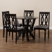 Baxton Studio Anise Modern and Contemporary Grey Fabric Upholstered and Dark Brown Finished Wood 5-Piece Dining Set - BSOAnise-Grey/Dark Brown-5PC Dining Set