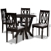 Baxton Studio Anise Modern and Contemporary Grey Fabric Upholstered and Dark Brown Finished Wood 5-Piece Dining Set - BSOAnise-Grey/Dark Brown-5PC Dining Set