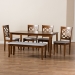 Baxton Studio Andor Modern and Contemporary Grey Fabric Upholstered and Walnut Brown Finished Wood 6-Piece Dining Set - BSORH330C-Grey/Walnut-6PC Dining Set