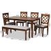 Baxton Studio Andor Modern and Contemporary Grey Fabric Upholstered and Walnut Brown Finished Wood 6-Piece Dining Set - BSORH330C-Grey/Walnut-6PC Dining Set