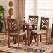 Baxton Studio Lilly Modern and Contemporary Grey Fabric Upholstered and Walnut Brown Finished Wood 5-Piece Dining Set - BSOLilly-Grey/Walnut-5PC Dining Set