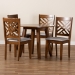 Baxton Studio Lilly Modern and Contemporary Grey Fabric Upholstered and Walnut Brown Finished Wood 5-Piece Dining Set - BSOLilly-Grey/Walnut-5PC Dining Set