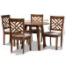 Baxton Studio Lilly Modern and Contemporary Grey Fabric Upholstered and Walnut Brown Finished Wood 5-Piece Dining Set - BSOLilly-Grey/Walnut-5PC Dining Set