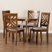 Baxton Studio Alena Modern and Contemporary Grey Fabric Upholstered and Walnut Brown Finished Wood 5-Piece Dining Set - BSOAlena-Grey/Walnut-5PC Dining Set