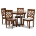 Baxton Studio Alena Modern and Contemporary Grey Fabric Upholstered and Walnut Brown Finished Wood 5-Piece Dining Set - BSOAlena-Grey/Walnut-5PC Dining Set