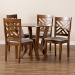 Baxton Studio Elise Modern and Contemporary Grey Fabric Upholstered and Walnut Brown Finished Wood 5-Piece Dining Set - BSOElise-Grey/Walnut-5PC Dining Set