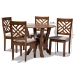 Baxton Studio Elise Modern and Contemporary Grey Fabric Upholstered and Walnut Brown Finished Wood 5-Piece Dining Set - BSOElise-Grey/Walnut-5PC Dining Set