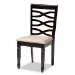 Baxton Studio Lanier Modern and Contemporary Sand Fabric Upholstered Dark Brown Finished Wood 7-Piece Dining Set - BSORH318C-Sand/Dark Brown-7PC Dining Set