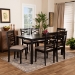 Baxton Studio Lanier Modern and Contemporary Sand Fabric Upholstered Dark Brown Finished Wood 7-Piece Dining Set - BSORH318C-Sand/Dark Brown-7PC Dining Set