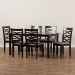Baxton Studio Lanier Modern and Contemporary Sand Fabric Upholstered Dark Brown Finished Wood 7-Piece Dining Set - BSORH318C-Sand/Dark Brown-7PC Dining Set