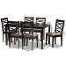 Baxton Studio Lanier Modern and Contemporary Sand Fabric Upholstered Dark Brown Finished Wood 7-Piece Dining Set - BSORH318C-Sand/Dark Brown-7PC Dining Set