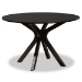 Baxton Studio Mila Modern and Contemporary Sand Fabric Upholstered Dark Brown Finished Wood 7-Piece Dining Set - BSOMila-Sand/Dark Brown-7PC Dining Set