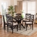 Baxton Studio Mila Modern and Contemporary Sand Fabric Upholstered Dark Brown Finished Wood 7-Piece Dining Set - BSOMila-Sand/Dark Brown-7PC Dining Set