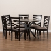 Baxton Studio Mila Modern and Contemporary Sand Fabric Upholstered Dark Brown Finished Wood 7-Piece Dining Set - BSOMila-Sand/Dark Brown-7PC Dining Set