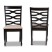Baxton Studio Lanier Modern and Contemporary Sand Fabric Upholstered Dark Brown Finished 2-Piece Wood Dining Chair Set - BSORH318C-Sand/Dark Brown-DC-2PK