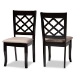 Baxton Studio Verner Modern and Contemporary Sand Fabric Upholstered Dark Brown Finished 2-Piece Wood Dining Chair Set
