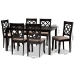 Baxton Studio Verner Modern and Contemporary Sand Fabric Upholstered Dark Brown Finished 7-Piece Wood Dining Set - BSORH330C-Sand/Dark Brown-7PC Dining Set