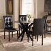 Baxton Studio Marie Modern and Contemporary Dark Brown Faux Leather Upholstered and Dark brown Finished Wood 5-Piece Dining Set - BSOMarie-Dark Brown-5PC Dining Set