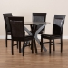 Baxton Studio Jeane Modern and Contemporary Dark Brown Faux Leather Upholstered and Dark Brown Finished Wood 5-Piece Dining Set - BSOJeane-Dark Brown-5PC Dining Set