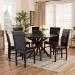 Baxton Studio Jeane Modern and Contemporary Dark Brown Faux Leather Upholstered and Dark Brown Finished Wood 7-Piece Dining Set - BSOJeane-Dark Brown-7PC Dining Set