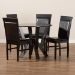 Baxton Studio Nada Modern and Contemporary Dark Brown Faux Leather Upholstered and Dark Brown Finished Wood 5-Piece Dining Set - BSONada-Dark Brown-5PC Dining Set