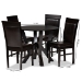 Baxton Studio Nada Modern and Contemporary Dark Brown Faux Leather Upholstered and Dark Brown Finished Wood 5-Piece Dining Set - BSONada-Dark Brown-5PC Dining Set