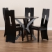 Baxton Studio Cian Modern and Contemporary Dark Brown Faux Leather Upholstered and Dark Brown Finished Wood 5-Piece Dining Set - BSOCian-Dark Brown-5PC Dining Set