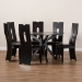 Baxton Studio Kenyon Modern and Contemporary Dark Brown Faux Leather Upholstered and Dark Brown Finished Wood 7-Piece Dining Set - BSOKenyon-Dark Brown-7PC Dining Set