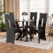 Baxton Studio Senan Modern and Contemporary Dark Brown Faux Leather Upholstered and Dark Brown Finished Wood 5-Piece Dining Set - BSOSenan-Dark Brown-5PC Dining Set