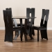 Baxton Studio Senan Modern and Contemporary Dark Brown Faux Leather Upholstered and Dark Brown Finished Wood 5-Piece Dining Set - BSOSenan-Dark Brown-5PC Dining Set