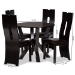 Baxton Studio Senan Modern and Contemporary Dark Brown Faux Leather Upholstered and Dark Brown Finished Wood 5-Piece Dining Set - BSOSenan-Dark Brown-5PC Dining Set