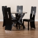 Baxton Studio Ronda Modern and Contemporary Dark Brown Faux Leather Upholstered and Dark Brown Finished Wood 5-Piece Dining Set - BSORonda-Dark Brown-5PC Dining Set