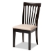 Baxton Studio Minette Modern and contemporary Sand Fabric Upholstered and Dark Brown Finished Wood 6-Piece Dining Set - BSORH319C-Sand/Dark Brown-6PC Dining Set