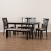 Baxton Studio Minette Modern and contemporary Sand Fabric Upholstered and Dark Brown Finished Wood 6-Piece Dining Set - BSORH319C-Sand/Dark Brown-6PC Dining Set