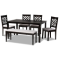 Baxton Studio Gustavo Modern and Contemporary Grey Fabric Upholstered and Dark Brown Finished Wood 6-Piece Dining Set