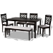 Baxton Studio Gustavo Modern and Contemporary Grey Fabric Upholstered and Dark Brown Finished Wood 6-Piece Dining Set - BSORH317C-Grey/Dark Brown-6PC Dining Set