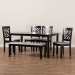 Baxton Studio Gustavo Modern and Contemporary Grey Fabric Upholstered and Dark Brown Finished Wood 6-Piece Dining Set - BSORH317C-Grey/Dark Brown-6PC Dining Set
