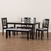 Baxton Studio Gustavo Modern and Contemporary Grey Fabric Upholstered and Dark Brown Finished Wood 6-Piece Dining Set - BSORH317C-Grey/Dark Brown-6PC Dining Set