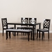 Baxton Studio Andor Modern and Contemporary Grey Fabric Upholstered and Dark Brown Finished Wood 6-Piece Dining Set - BSORH330C-Grey/Dark Brown-6PC Dining Set