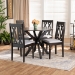 Baxton Studio Callie Modern and Contemporary Grey Fabric Upholstered and Dark Brown Finished Wood 5-Piece Dining Set - BSOCallie-Grey/Dark Brown-5PC Dining Set
