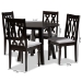 Baxton Studio Imogen Modern and Contemporary Grey Fabric Upholstered and Dark Brown Finished Wood 5-Piece Dining Set - BSOImogen-Grey/Dark Brown-5PC Dining Set